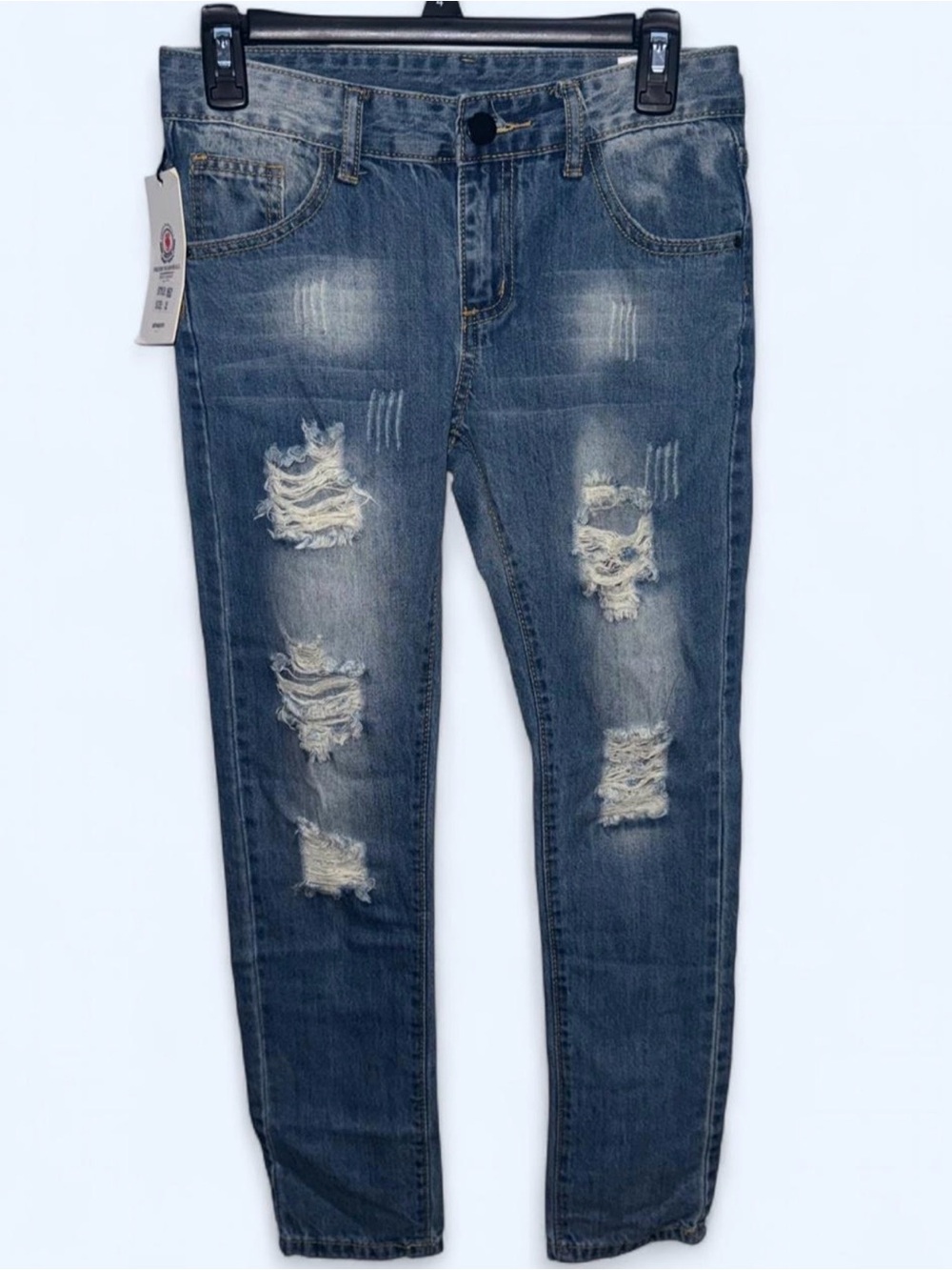 Women's Skinny Distressed Blue Denim Jeans